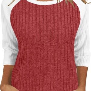 Red and White Lightweight Soft Sweater
